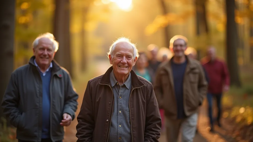 Grupa senioru baudē dabas skaistumu rudens pārgājienā
